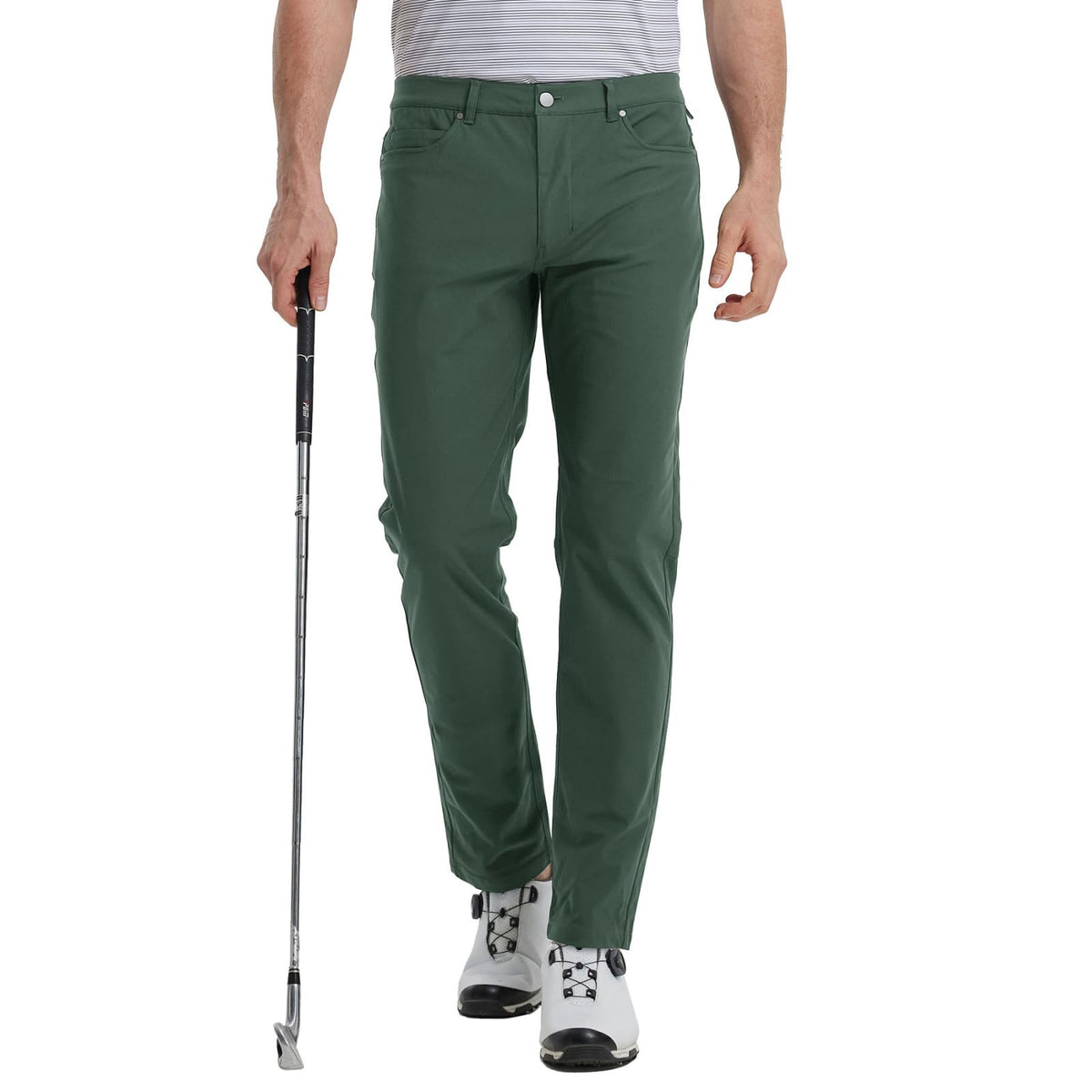 Maelreg men's business casual pants front view in olive green for versatile daily wear