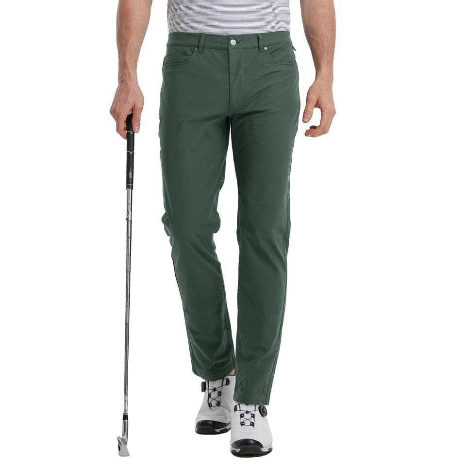 Maelreg men's business casual pants front view in olive green for versatile daily wear