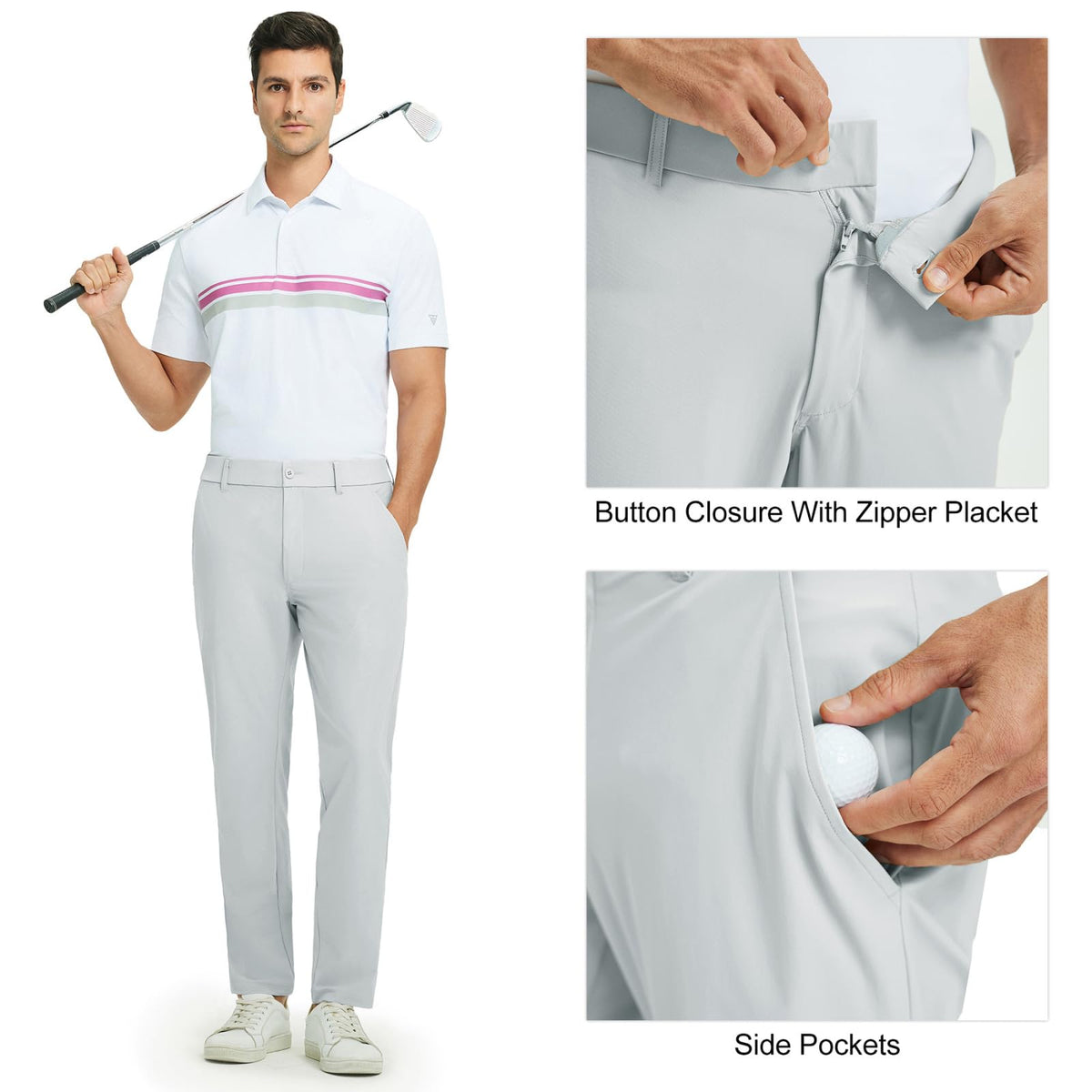 M MAELREG men's golf pants in action on course, versatile daily wear.