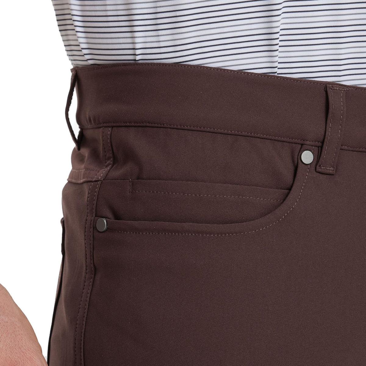 M MAELREG mens golf pants fabric texture closeup showing breathable material