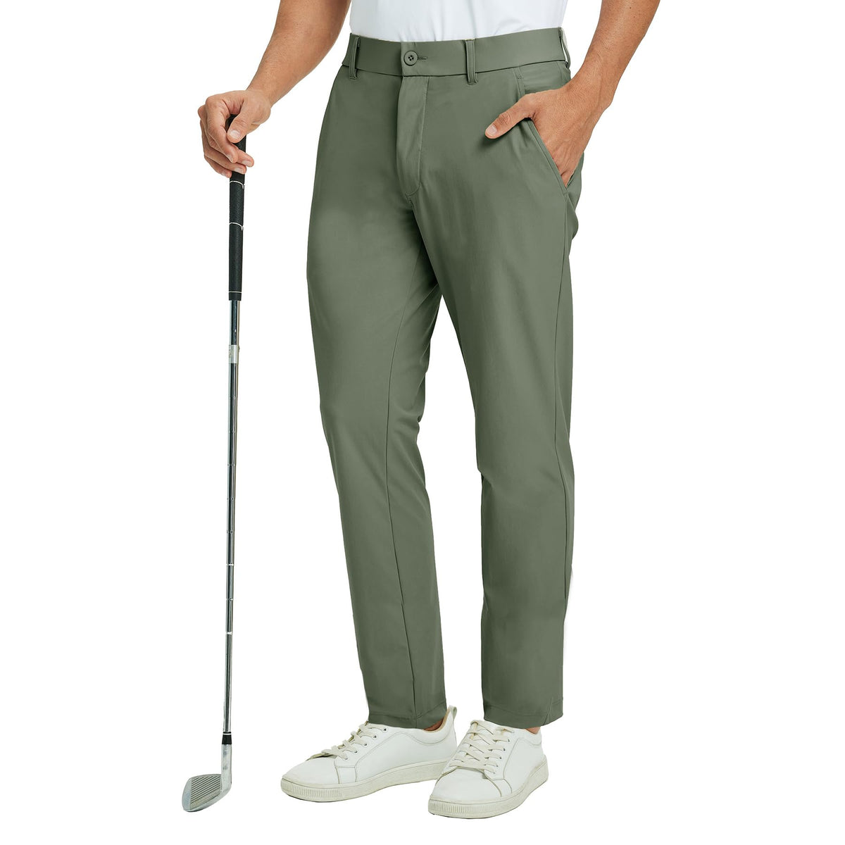 M MAELREG mens golf pants front view with breathable, quick dry fabric for on course days.