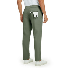 Maelreg men's golf pants olive green side view, lightweight quick-dry fabric for travel