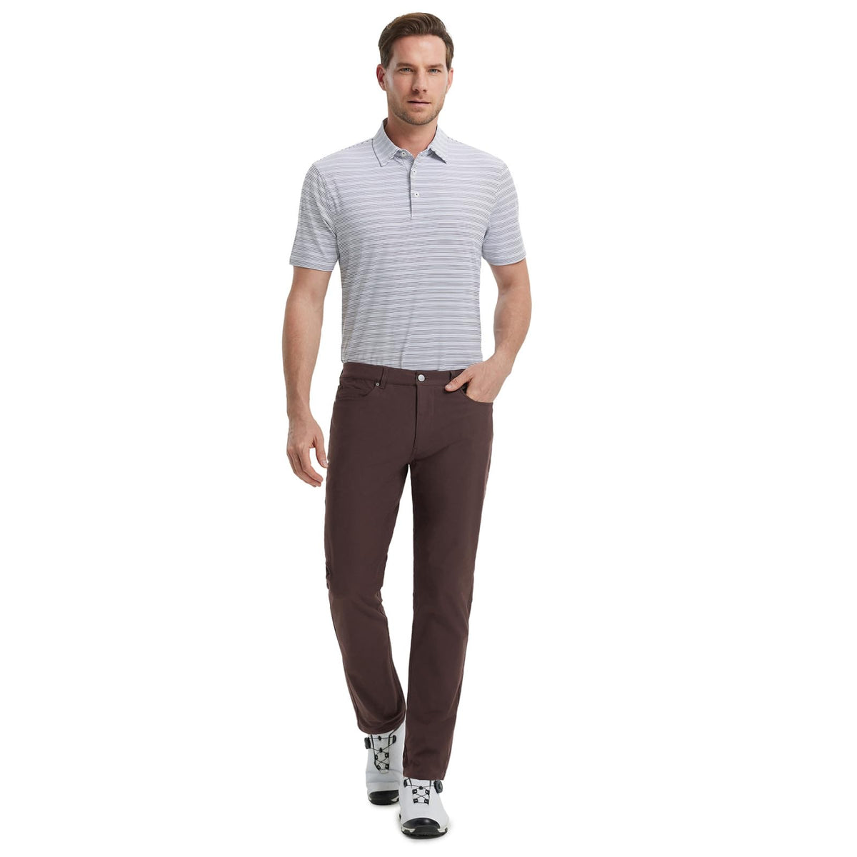 Maelreg Men's Golf Pants pocket layout for secure storage.