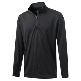 M MAELREG mens pullover with quarter zip jacquard in dark grey for versatile warmth during golf
