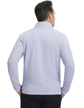 Quarter-zip MAELREG pullover with lavender jacquard pattern on the course