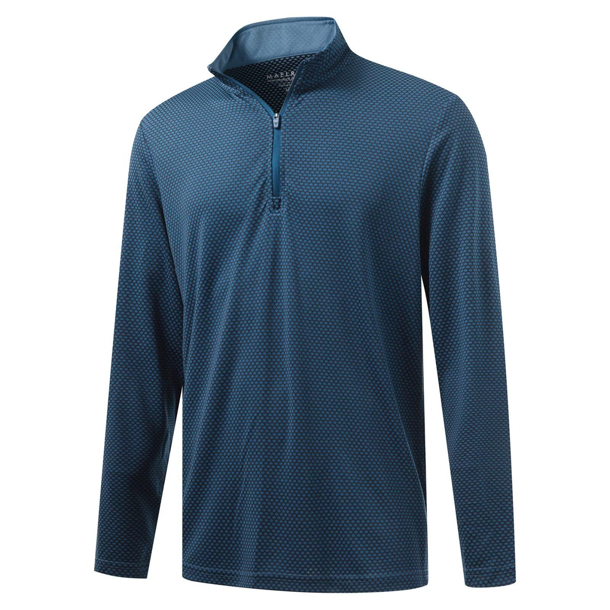 M MAELREG quarter zip pullover front view in navy offers versatile athletic comfort