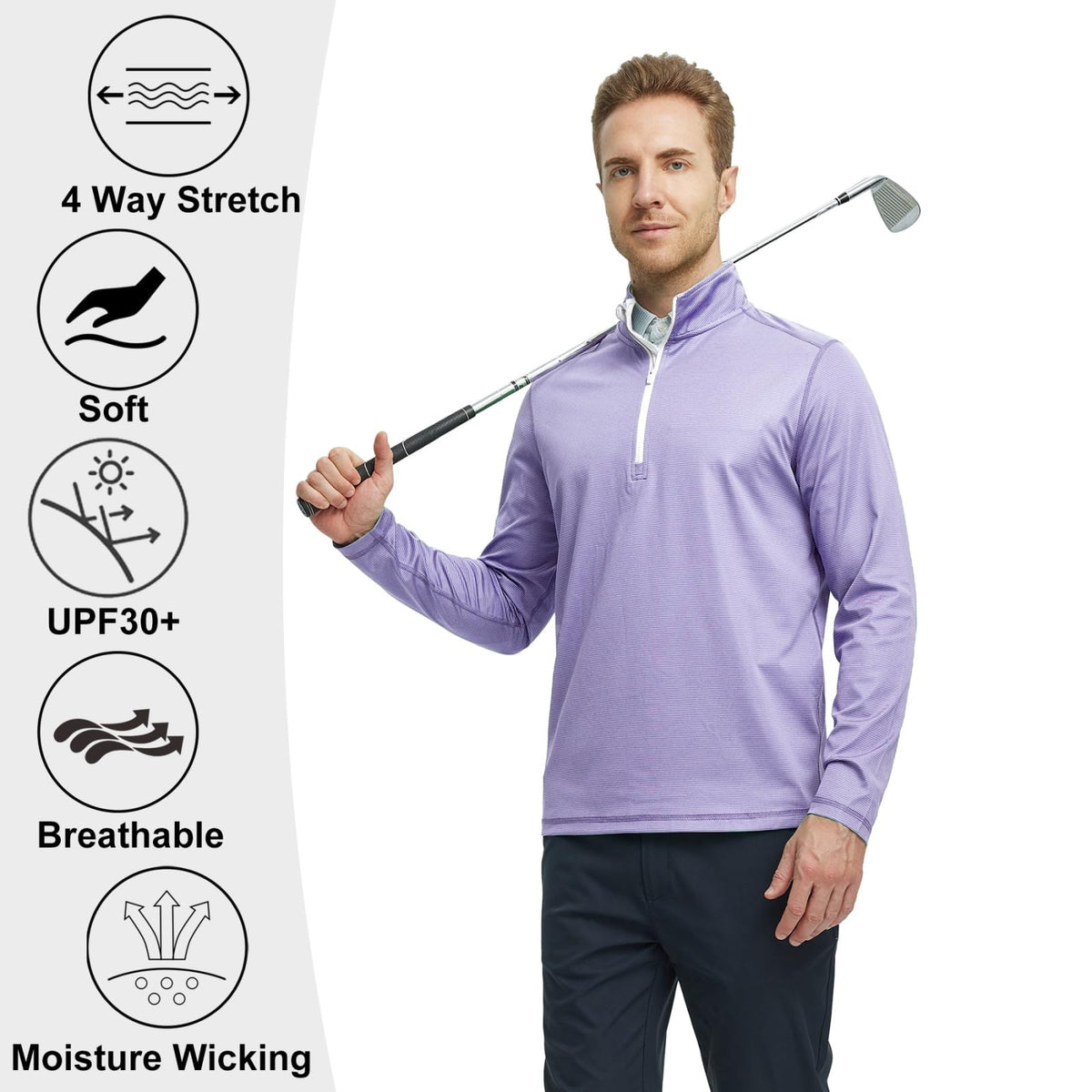 M MAELREG versatile quarter-zip for golf, running, hiking, or daily wear.