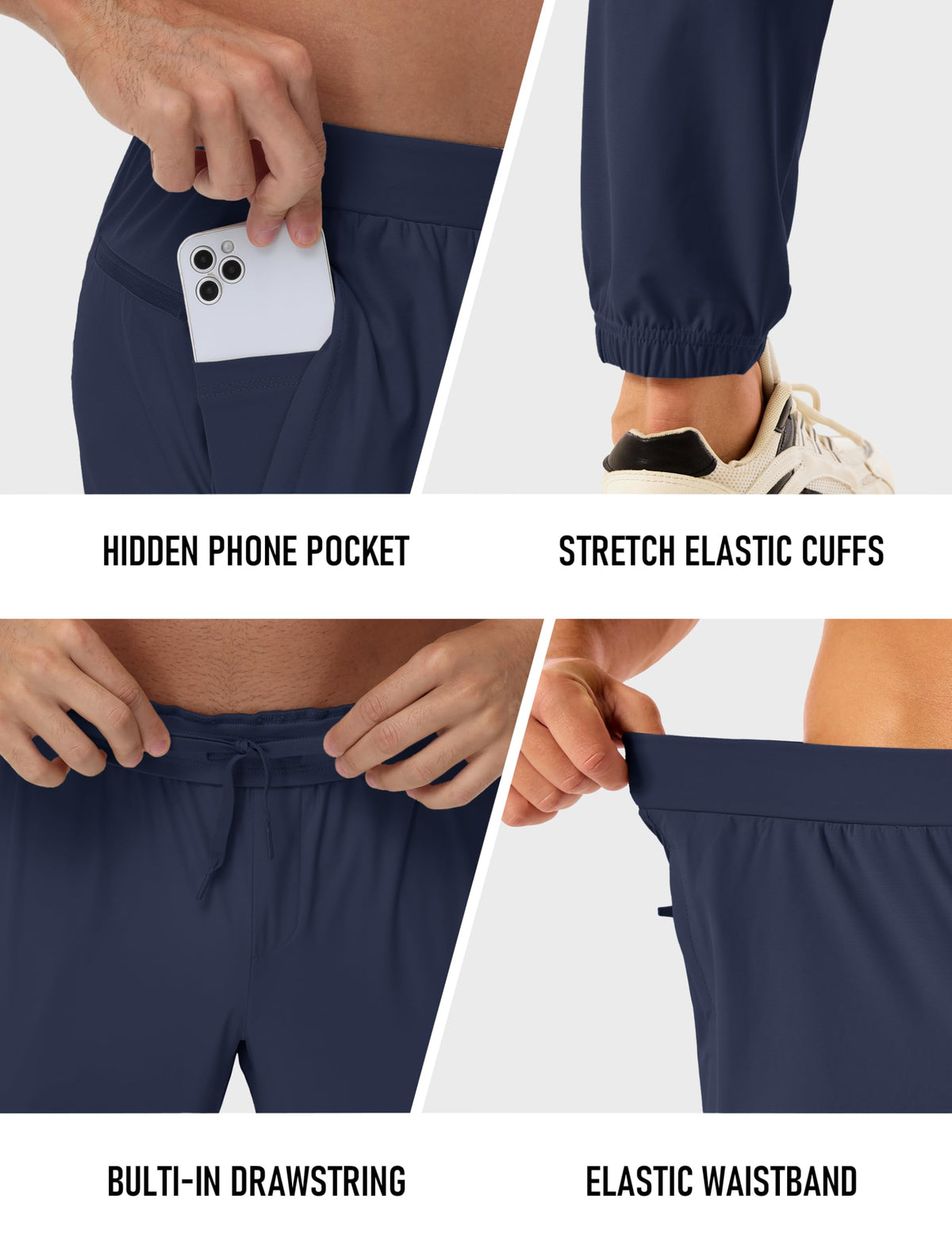 Elastic waist with drawstring on MAGCOMSEN golf pants for adjustable fit