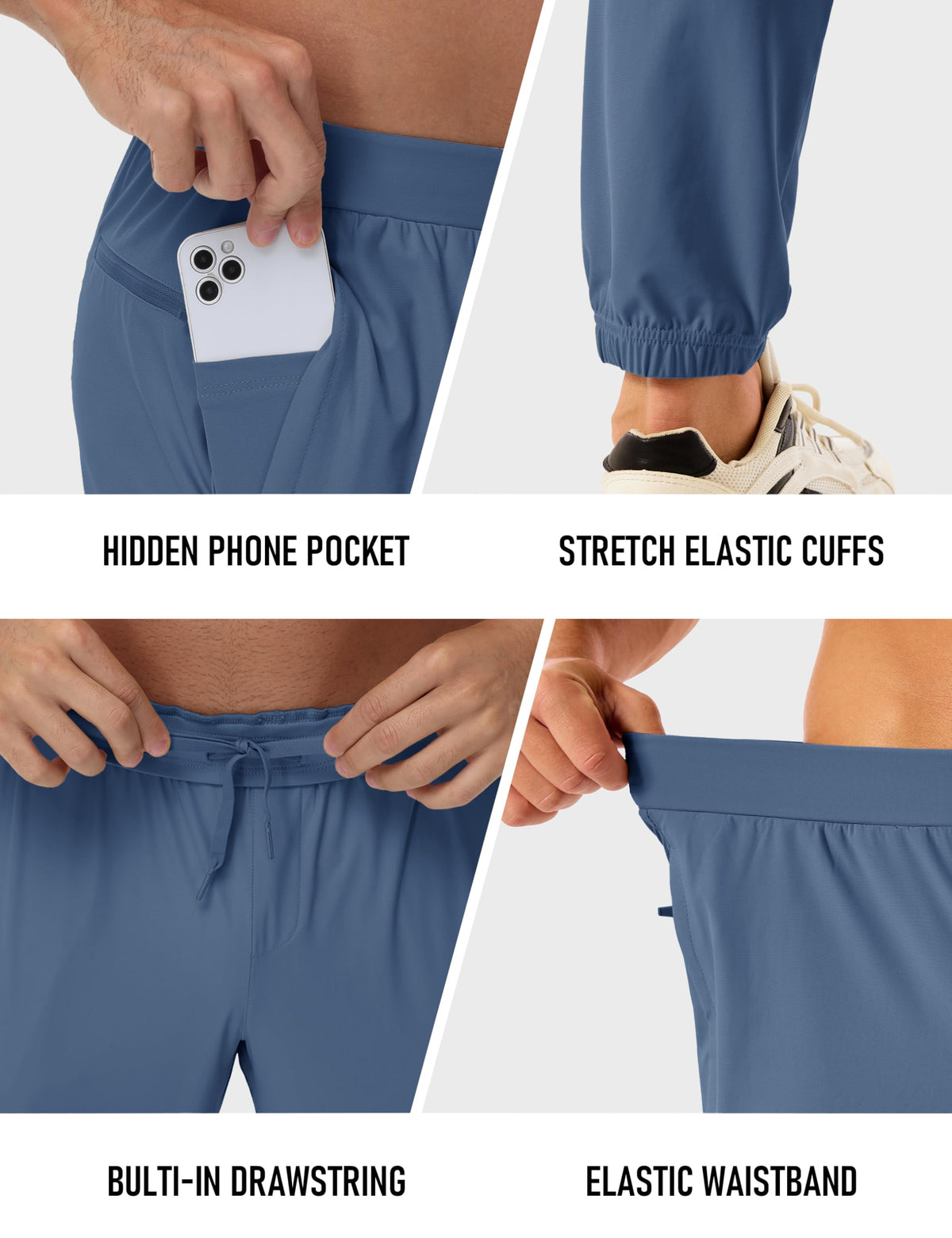 MAGCOMSEN elastic waist with drawstring for a customizable, secure fit