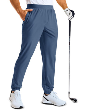MAGCOMSEN men's golf joggers blue grey front view highlighting breathable comfort