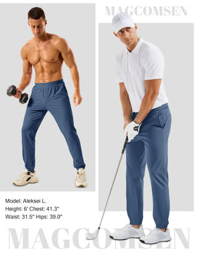 MAGCOMSEN in-action shot; versatile wear for golf and gym