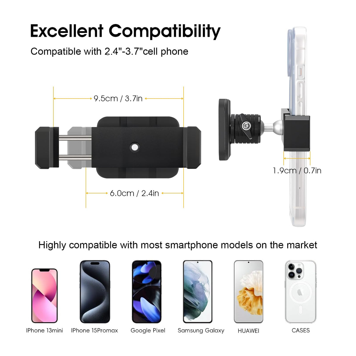 MagitcSee 360-degree rotation phone mount enables easy landscape or portrait capture.