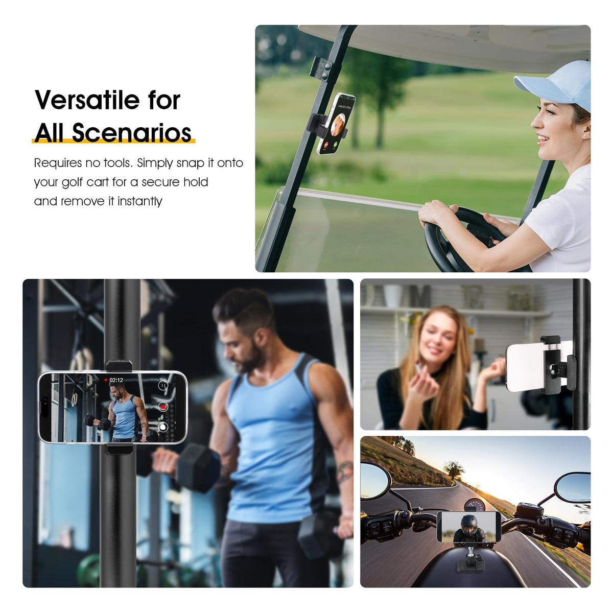 MagitcSee versatile mount for gym, car, and kitchen—ideal for navigation and entertainment.