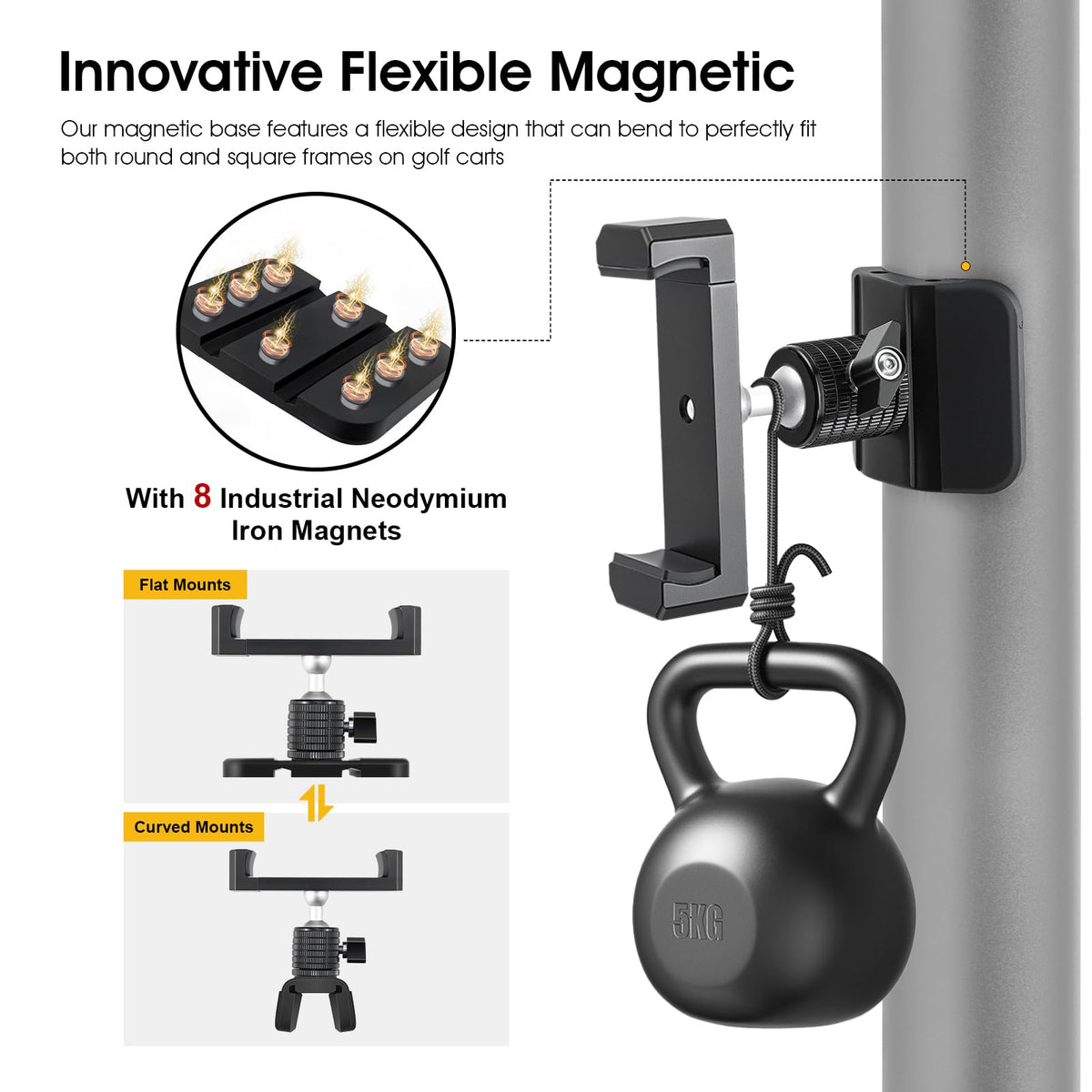 MagitcSee soft rubber-protected base prevents scratches on carts and gym equipment.