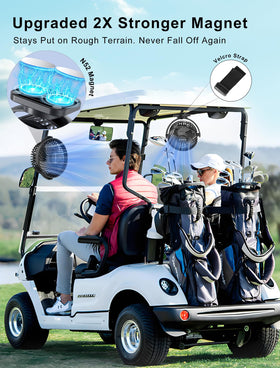 MAGOLFIN 12000mAh battery golf cart fan powers long sessions and supports USB-C fast charging