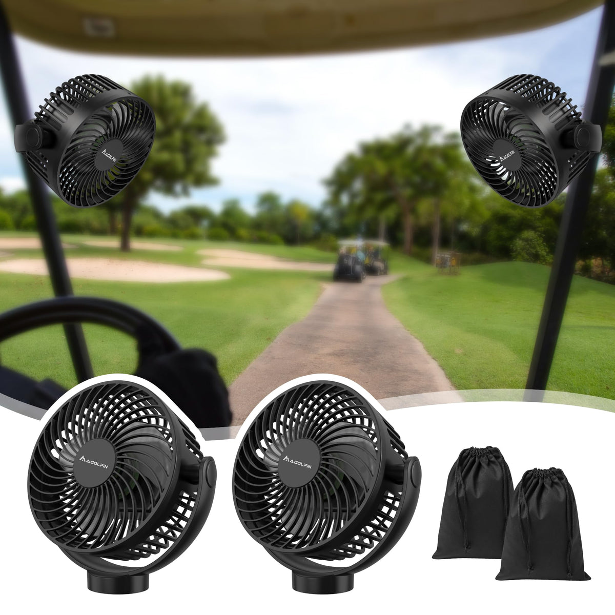 MAGOLFIN 2-pack magnetic base attachment keeps the fan secure on metal surfaces