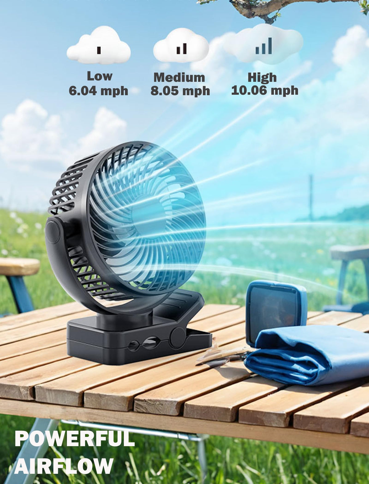 MAGOLFIN three-speed airflow with quiet performance