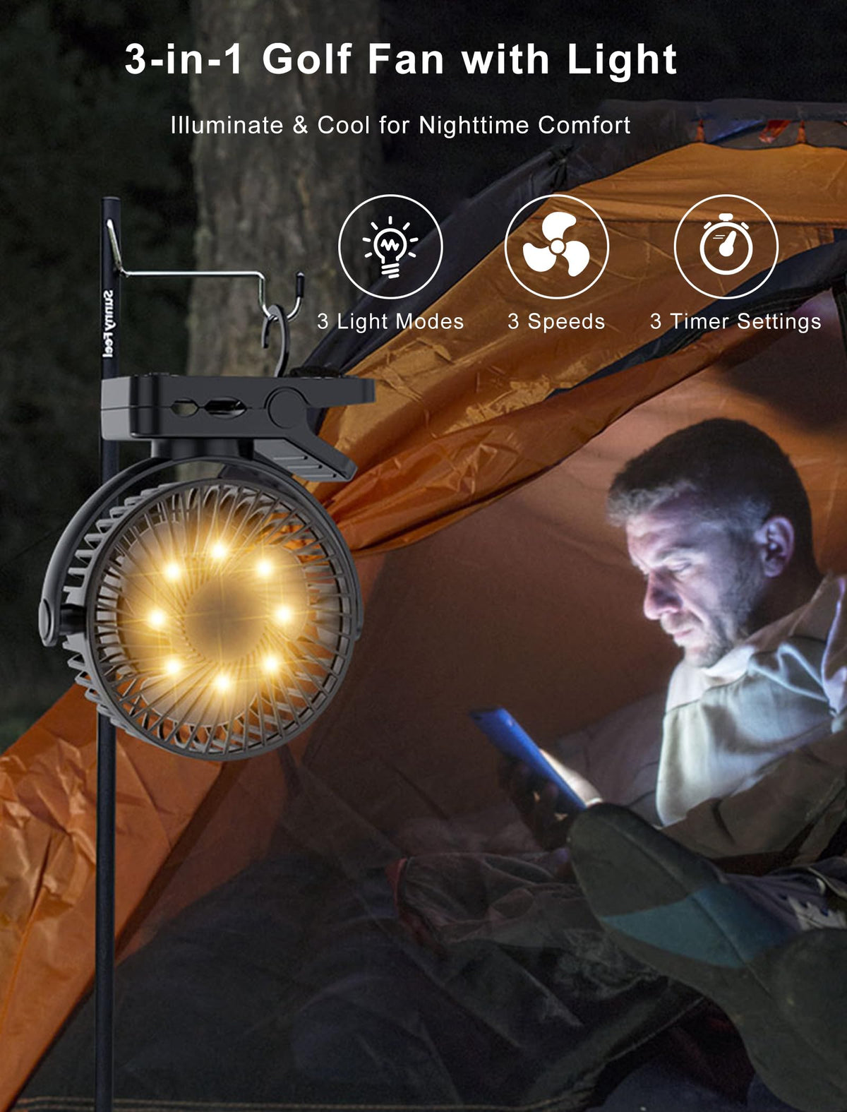 MAGOLFIN 360-degree rotatable head directs airflow precisely