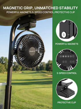 Magolfin 8-inch fan with aerodynamically designed blades delivering strong yet quiet breeze.