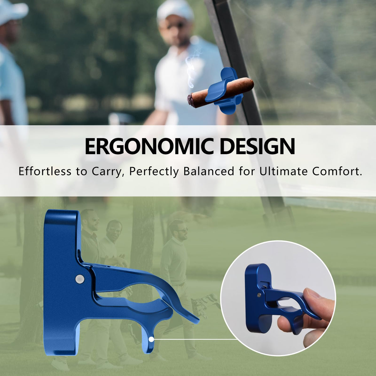 MAGOLFIN anodized aluminum clip is lightweight yet sturdy on the course.