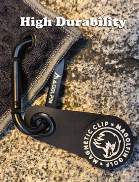 MAGOLFIN carabiner attachment for quick belt, bag, or cart mounting