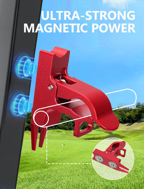 MAGOLFIN fork-design golf clip keeps items stable and within reach on the course.