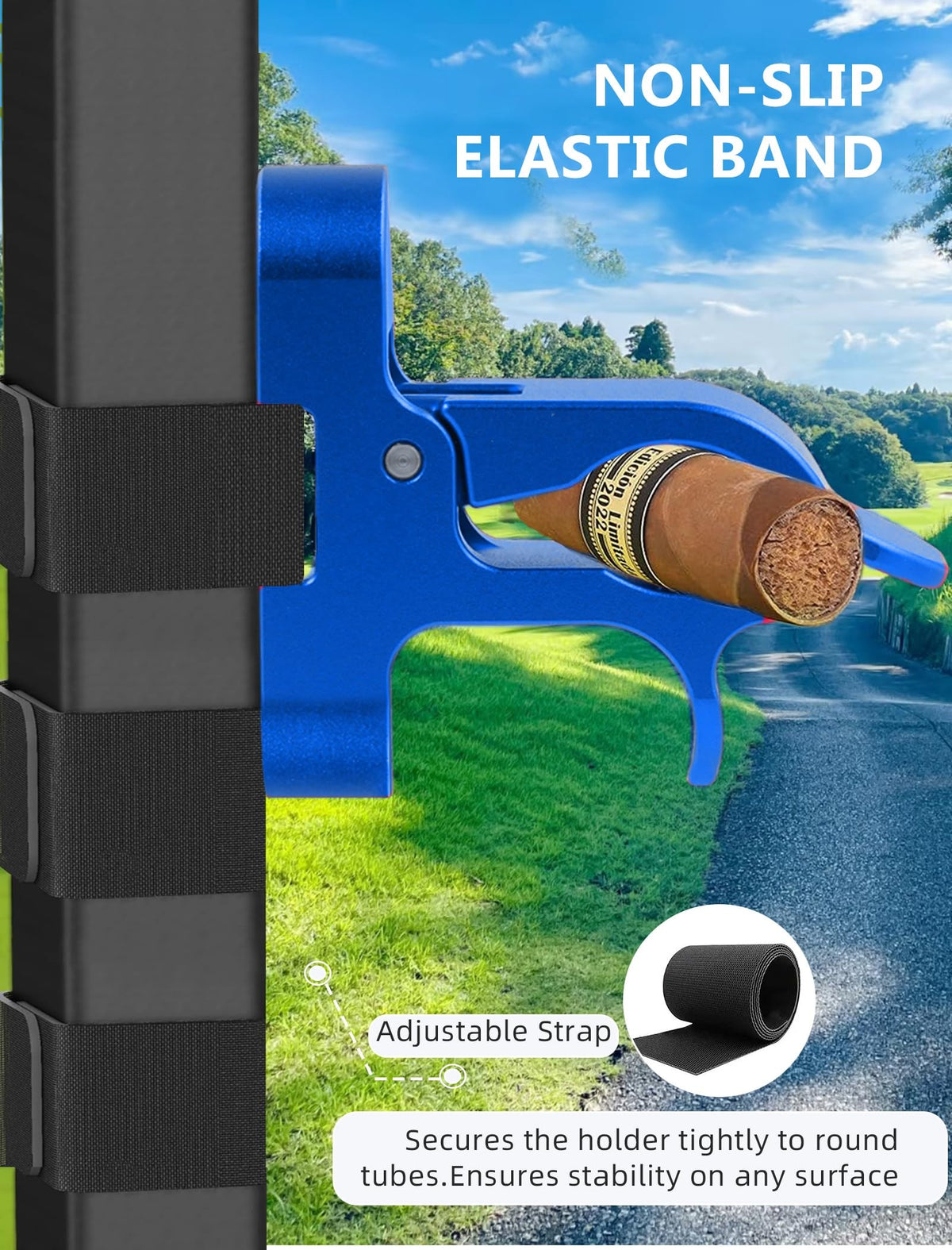 MAGOLFIN hook-design clip attaches accessories to golf carts while keeping hands free