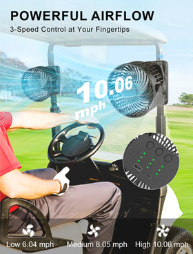 MAGOLFIN golf cart fan with secure magnetic base and clip for steady mounting