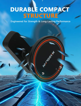 MAGOLFIN 3-sided grip maintains device stability on rough course paths.