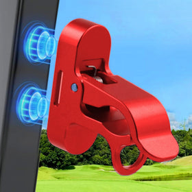 MAGOLFIN magnetic golf holder clip in red provides a secure grip on metal golf cart surfaces.