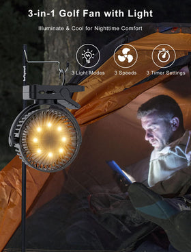 Magolfin LED light on fan for ambient lighting during outdoor use