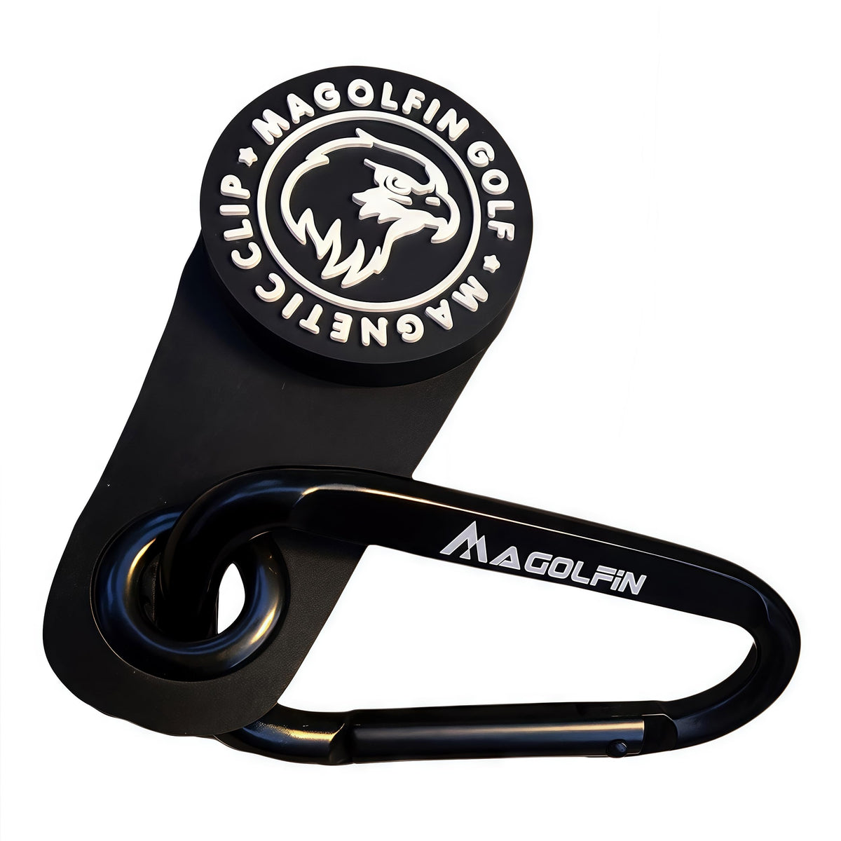 MAGOLFIN magnetic clip secures towel to golf bag without scratching