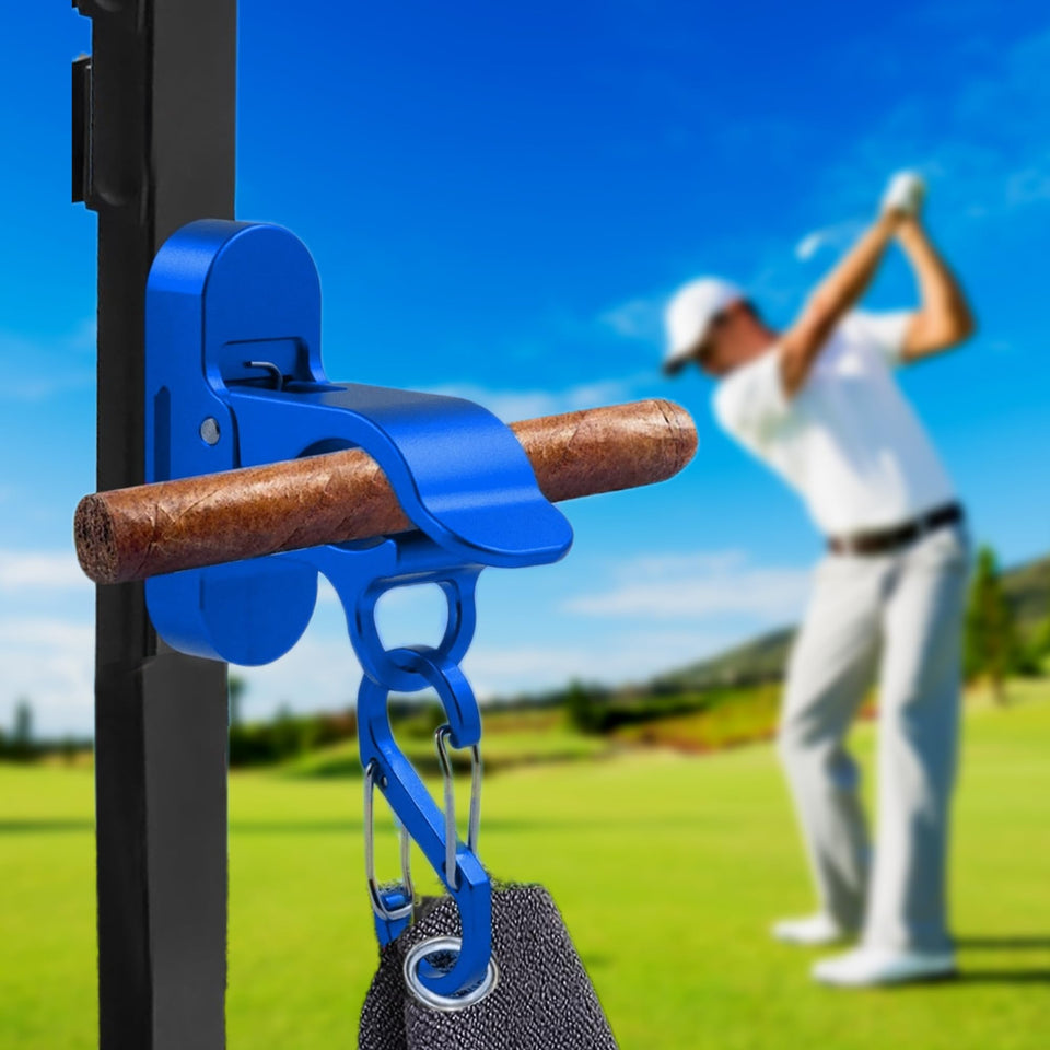 MAGOLFIN magnetic golf cart clip with blue hook design for quick access