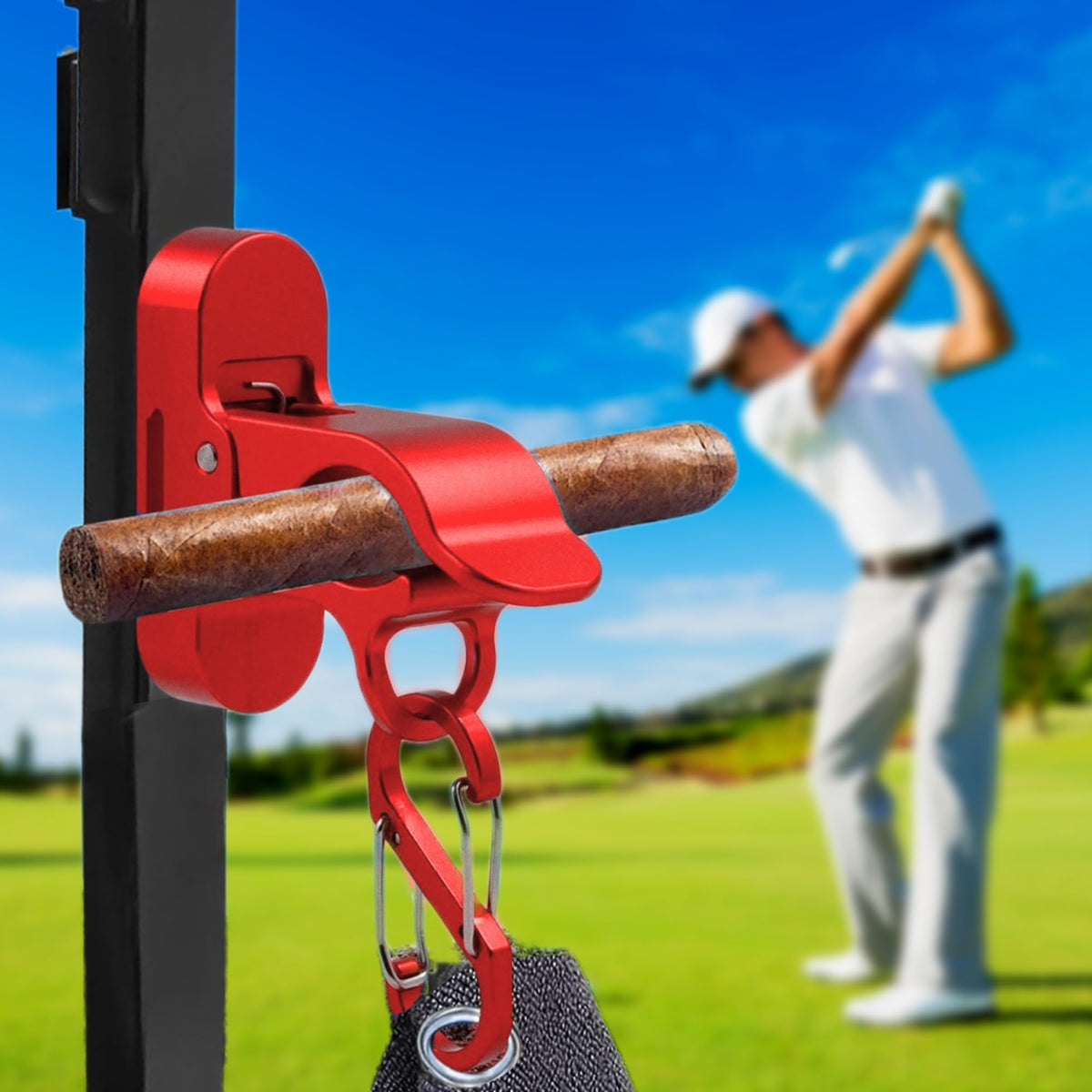 MAGOLFIN magnetic golf holder on-cart clip for hands-free gear on the course