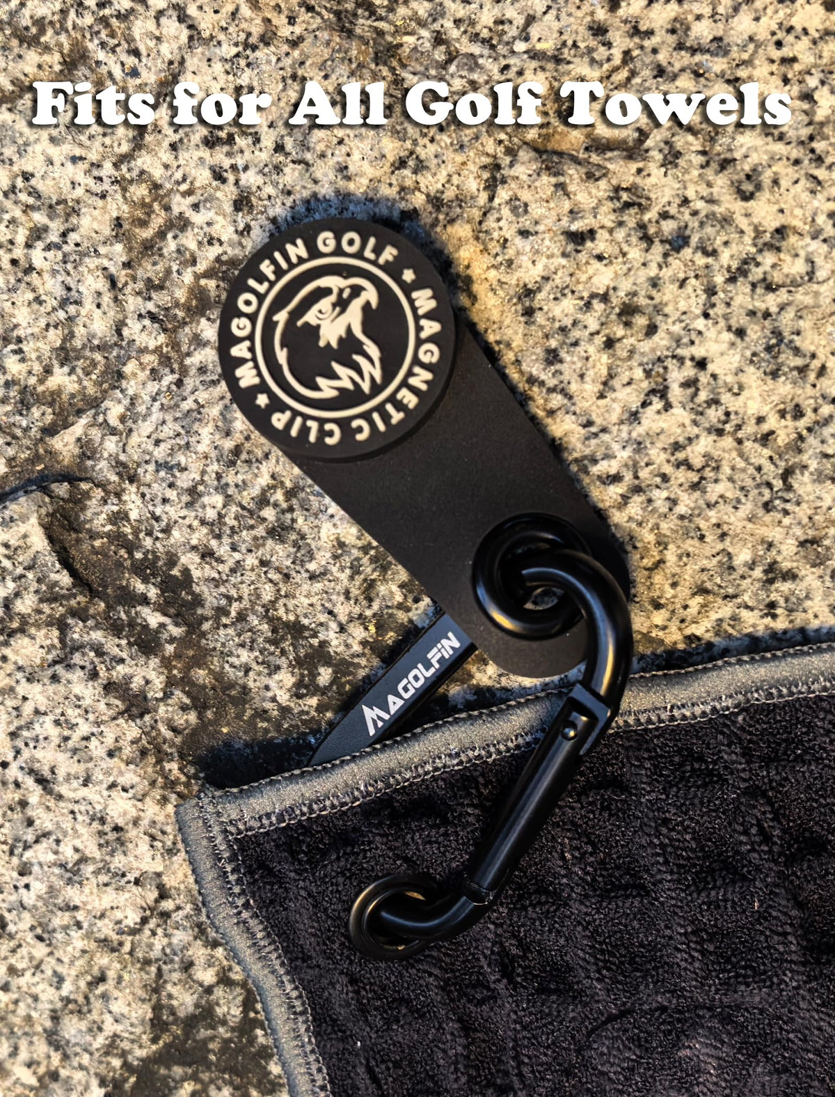 MAGOLFIN scratch-free rubber coating protects clubs while towels stay handy