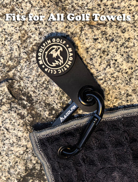 MAGOLFIN scratch-free rubber coating protects clubs while towels stay handy
