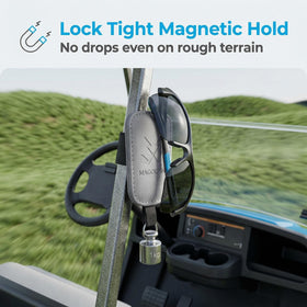 MAGOLFIN universal golf cart visor mount fits most visors and bags for quick access.
