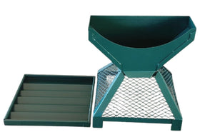 Main Products professional golf ball display featuring green steel pyramid stacker.