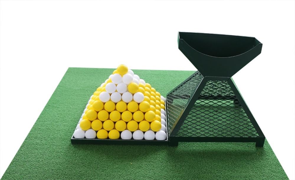 Main Products heavy-duty steel stacker and tray at a country club range.