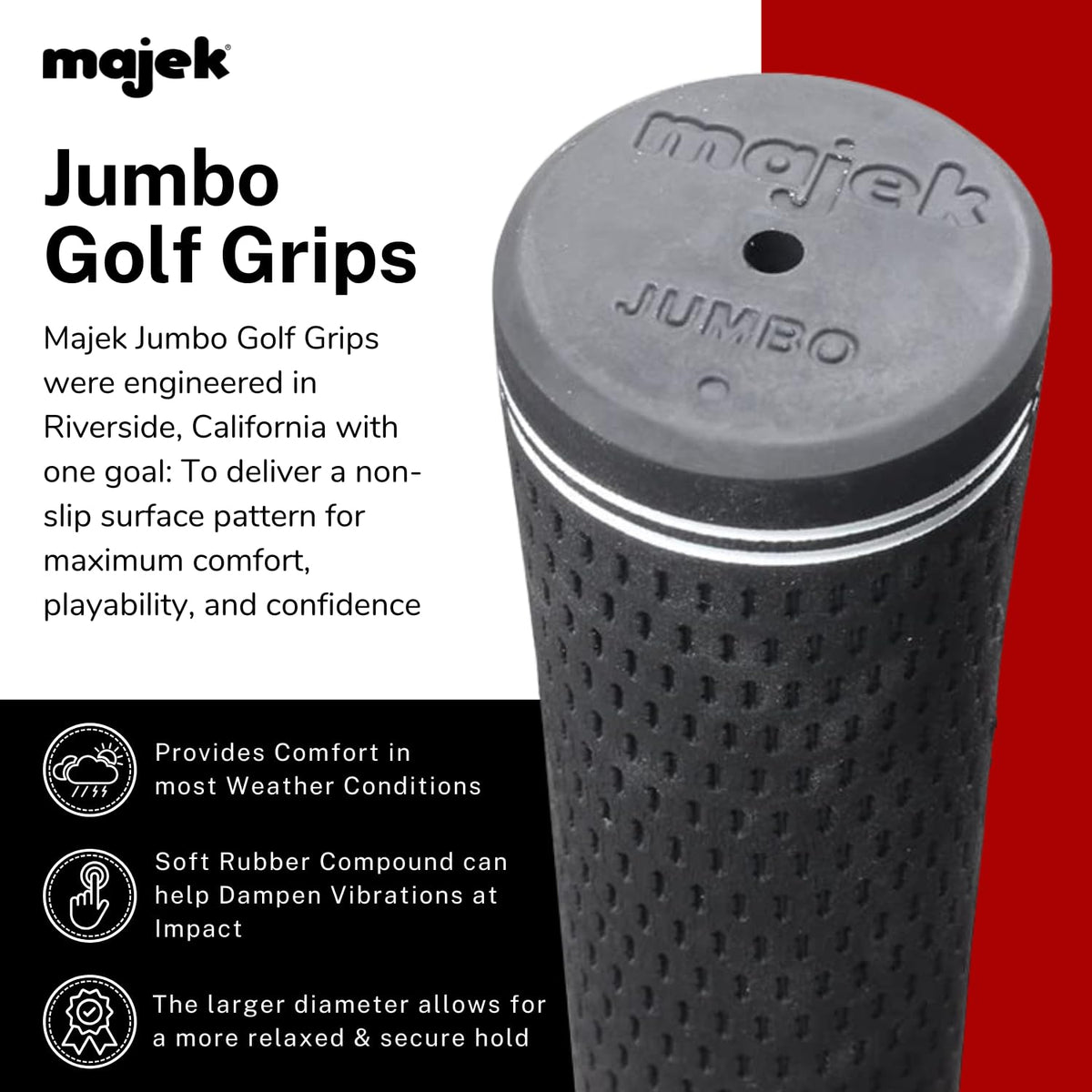 Majek jumbo grip in hand showing easy, stable hold for arthritic fingers