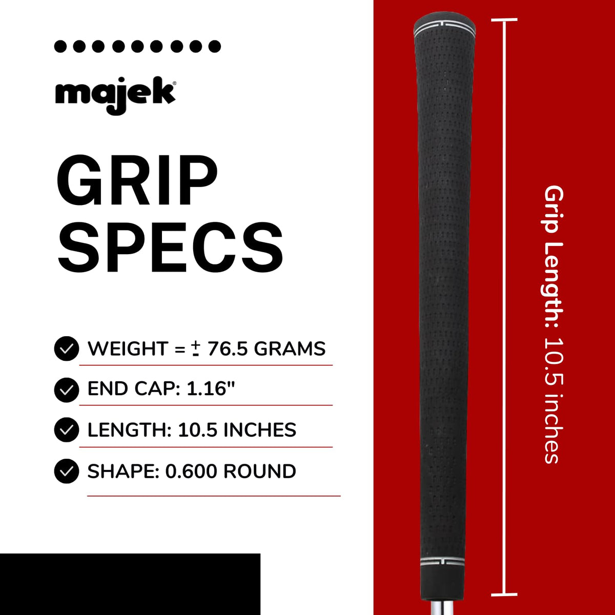 Majek jumbo grip weight 76.5 grams demonstrating balanced feel