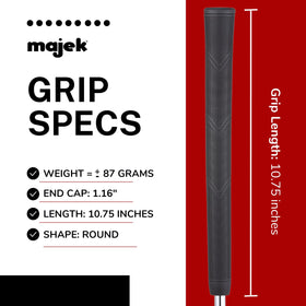 Majek extra-wide-profile grips provide a stable feel for players with larger hands.