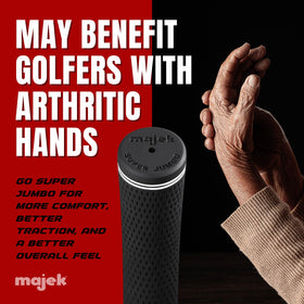 Majek golf grips in a golf bag setup for tall players with big hands.