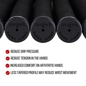 Majek golf grips round profile no-logo with balanced feel.