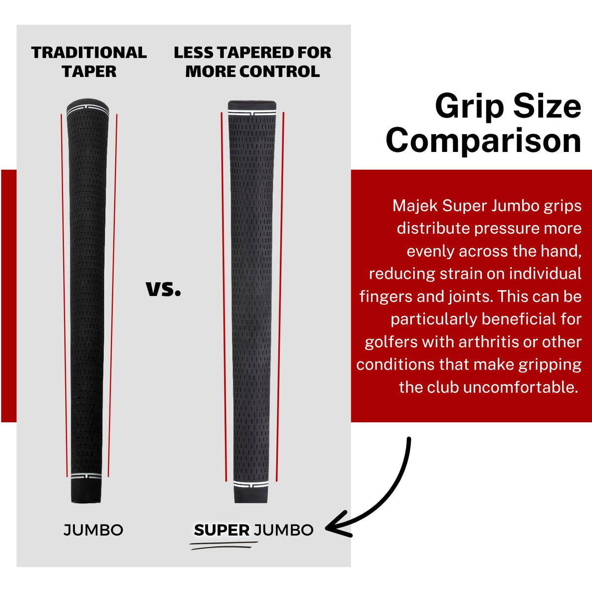 Majek Super Jumbo grips with large diameter for tall players and big hands.