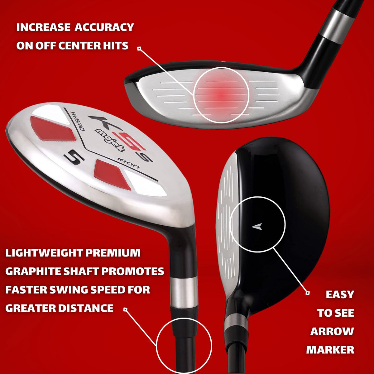 Majek senior hybrid 5 with 25-degree loft and 39-inch length