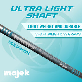 Majek graphite shaft 55g reduces fatigue with steady tempo.