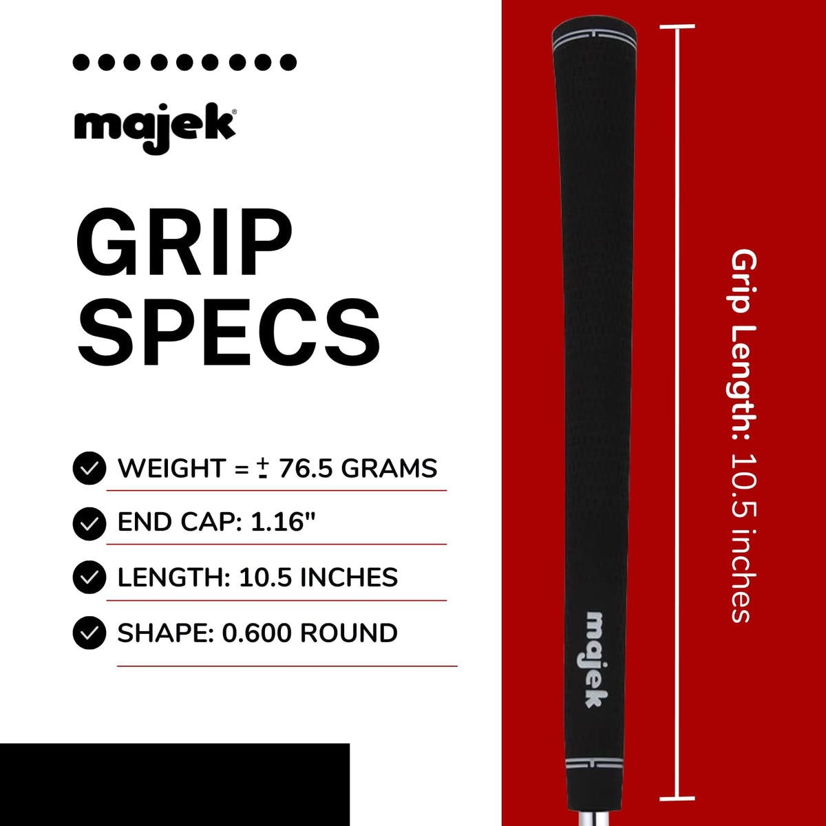Majek round shape grip closeup for consistent hand positioning.