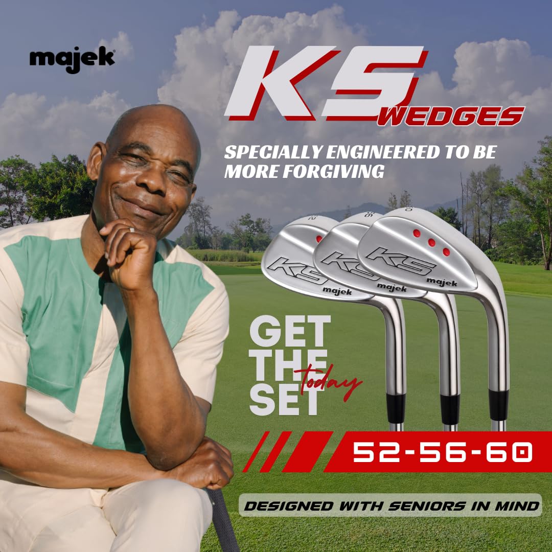 Greenside shot with Majek wedges showing controllable turf interaction.