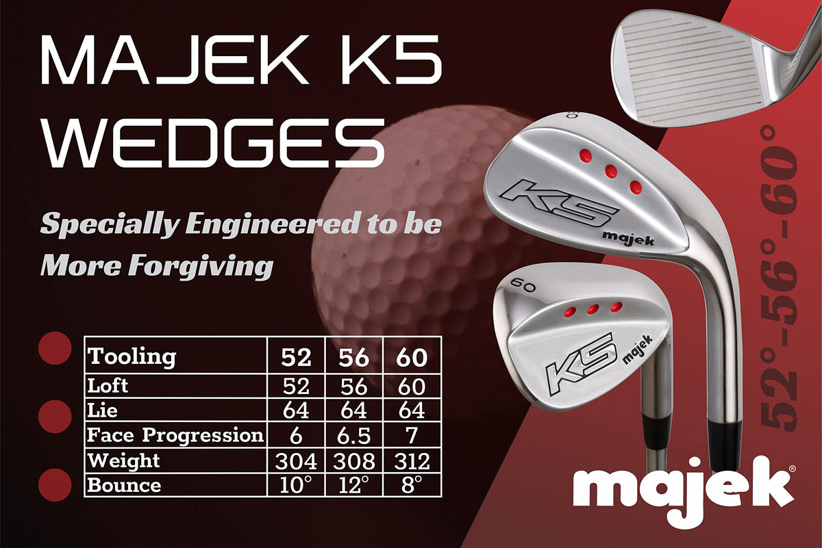 Overhead view of Majek senior wedge set ready for bag.